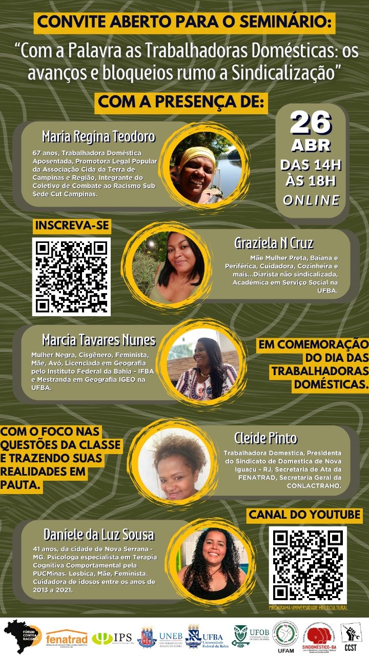 FENATRAD e SINDOMÉSTICO/BA participam de Seminário “Com a Palavra as Trabalhadoras Domésticas: os avanços e bloqueios rumo a Sindicalização”