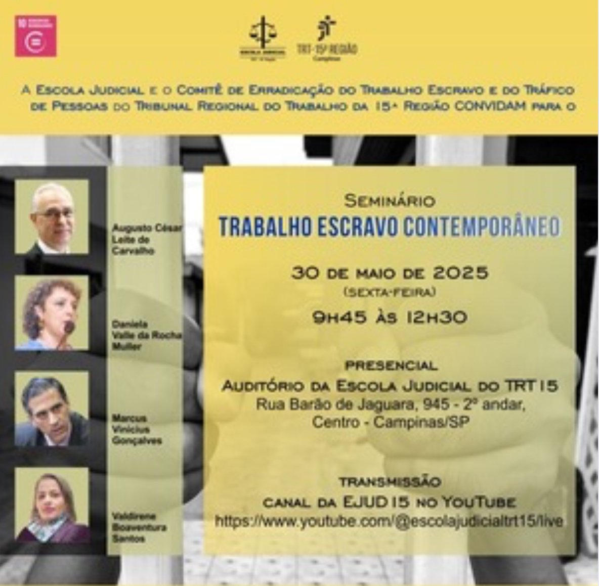 FENATRAD marca presença em seminário sobre trabalho escravo contemporâneo em Campinas/SP